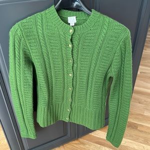 TSE Green Cashmere Cardigan Cable Knit Sweater M